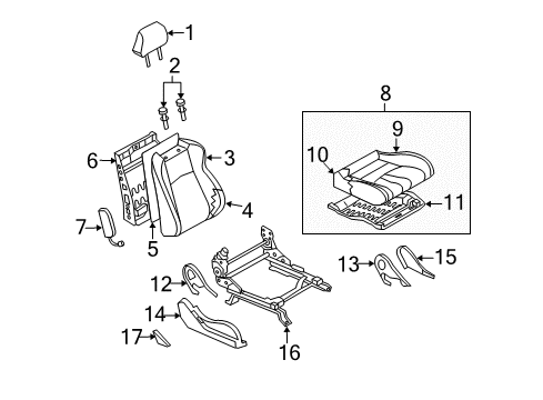 2020 Nissan 370Z Passenger Seat Components Diagram 3