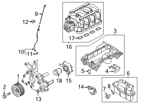 2021 Nissan Titan Engine Parts, Mounts, Cylinder Head & Valves, Camshaft & Timing, Variable Valve Timing, Oil Cooler, Oil Pan, Oil Pump, Crankshaft & Bearings, Pistons, Rings & Bearings Diagram 1