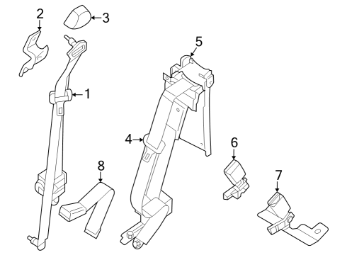 2024 Nissan Frontier BELT ASSY-RR TONGUE, CTR-3PT Diagram for 88854-9BU9B