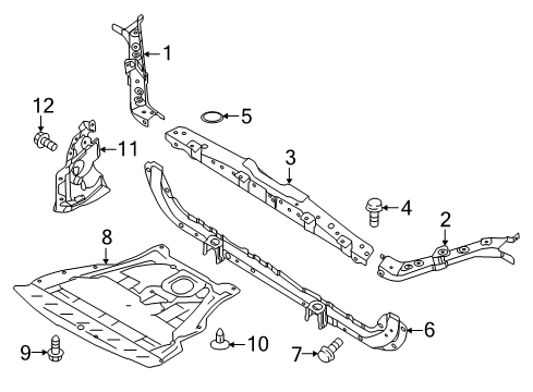 2021 Nissan Rogue Sport Radiator Support, Splash Shields Diagram