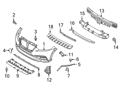 2021 Nissan Kicks Bumper & Components - Front Diagram