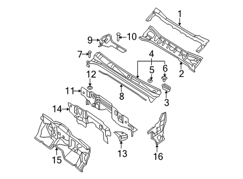 2022 Nissan Frontier Cab Cowl Diagram 1