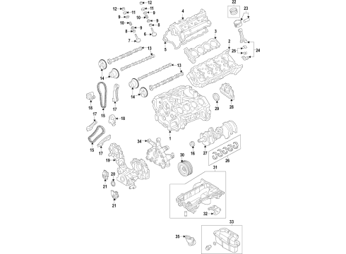 2020 Nissan Armada Engine Parts, Mounts, Cylinder Head & Valves, Camshaft & Timing, Variable Valve Timing, Oil Cooler, Oil Pan, Oil Pump, Crankshaft & Bearings, Pistons, Rings & Bearings Diagram 2