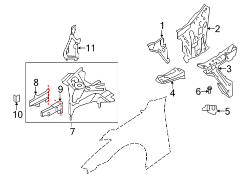 2020 Nissan GT-R Structural Components & Rails Diagram