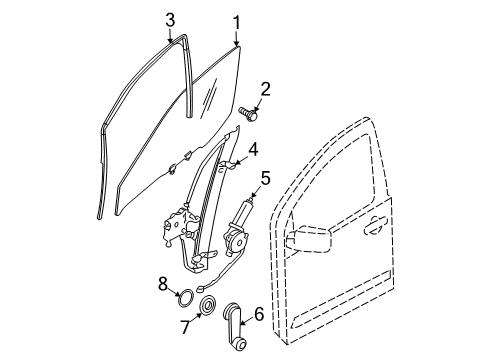 2021 Nissan Frontier Front Door Glass & Hardware Diagram 2