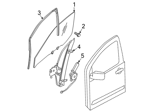 2023 Nissan Frontier GLASS RUN RUBBER-FRONT DOOR,RH Diagram for 80330-9BU0C