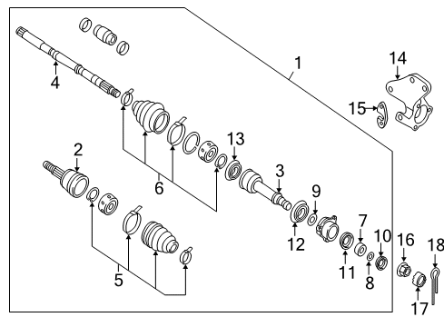 2020 Nissan Pathfinder Drive Axles - Front Diagram