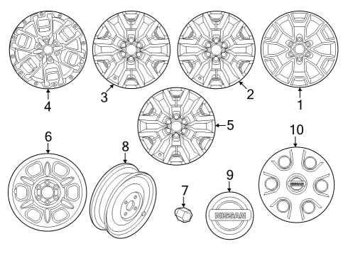 2024 Nissan Frontier Wheels, Covers & Trim Diagram