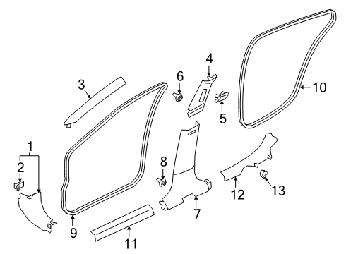 2021 Nissan Altima Interior Trim - Pillars Diagram