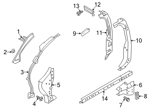 2021 Nissan Titan Hinge Pillar, Lock Pillar, Rocker Diagram 2