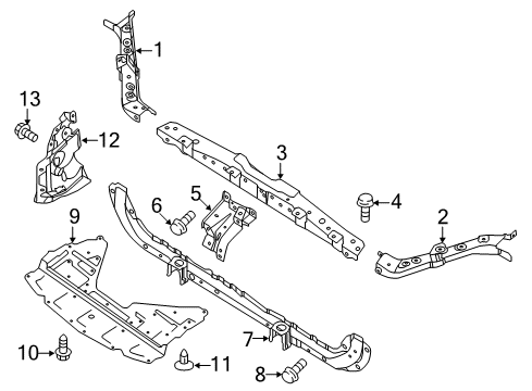 2020 Nissan Rogue Radiator Support, Splash Shields Diagram