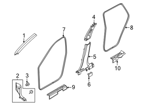 2021 Nissan Rogue Interior Trim - Pillars Diagram 1