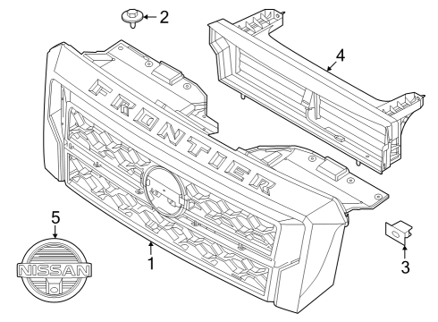 2022 Nissan Frontier Grille & Components Diagram