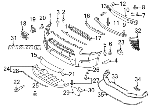 2020 Nissan GT-R Front Bumper Diagram