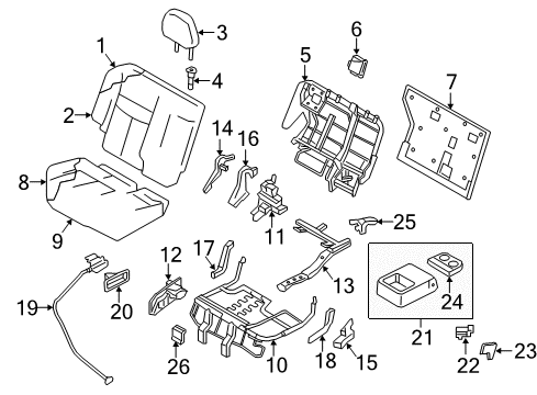 2021 Nissan Murano Rear Seat Components Diagram 2