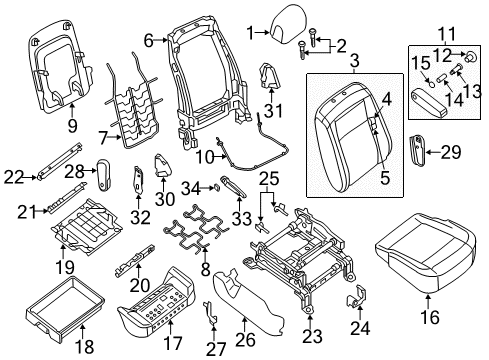 2021 Nissan NV 3500 Front Seat Components Diagram