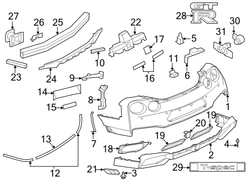 2024 Nissan GT-R FINISHER-REAR BUMPER,CENTER Diagram for 85070-6HW0A