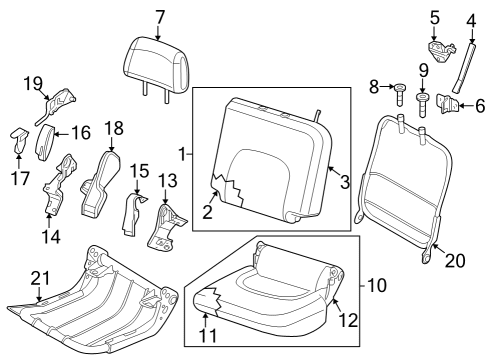 2022 Nissan Frontier Rear Seat Components Diagram 1