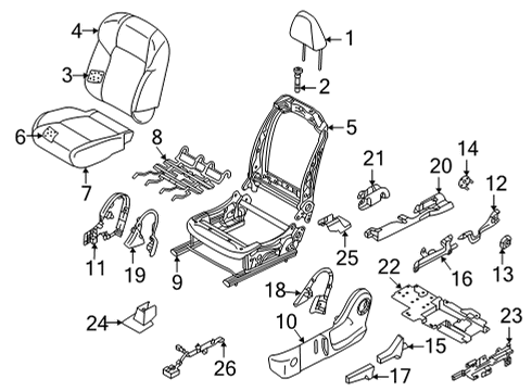 2022 Nissan Pathfinder KNOB RECLINING DEVICE LH Diagram for 87468-6TC0A