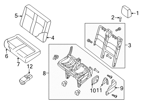 2020 Nissan NV Rear Seat Components Diagram 5