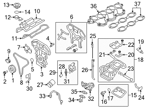 2020 Nissan GT-R Engine Parts, Mounts, Cylinder Head & Valves, Camshaft & Timing, Variable Valve Timing, Oil Cooler, Oil Pan, Oil Pump, Crankshaft & Bearings, Pistons, Rings & Bearings Diagram 1