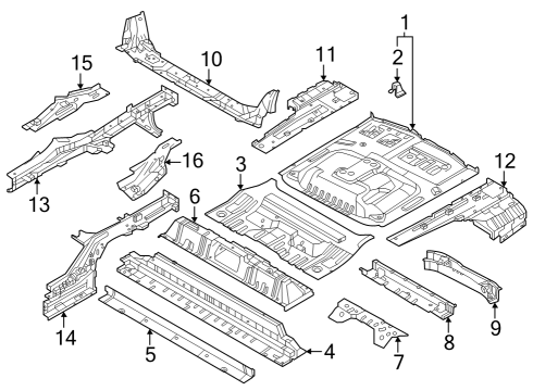 2023 Nissan ARIYA Rear Floor & Rails Diagram 1