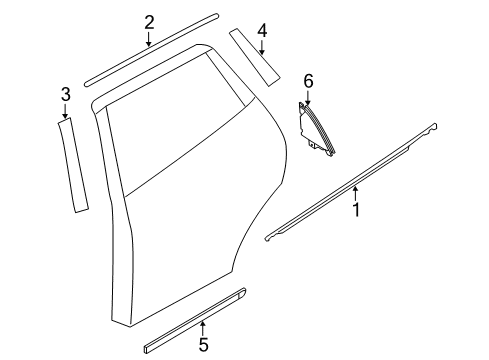 2020 Nissan Rogue Exterior Trim - Rear Door Diagram