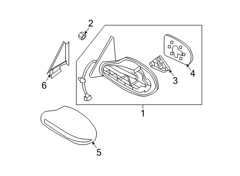 Glass-Mirror,LH Diagram for 96366-9N82B