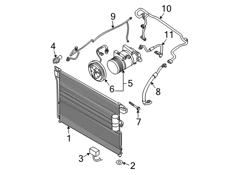 2020 Nissan Frontier A/C Condenser, Compressor & Lines Diagram