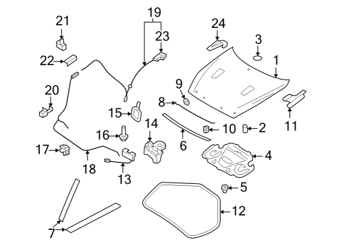 2020 Nissan GT-R Hood & Components, Exterior Trim Diagram