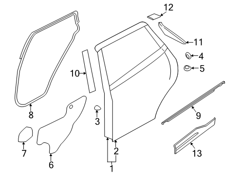 2021 Nissan Kicks Door & Components, Exterior Trim Diagram 2