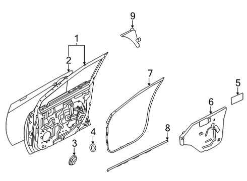 2021 Nissan Sentra Door & Components Diagram 1