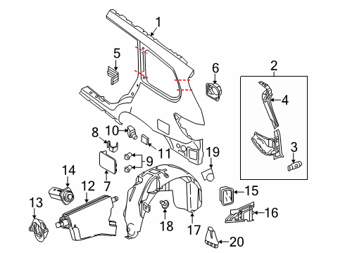 2020 Nissan Pathfinder Quarter Panel & Components Diagram