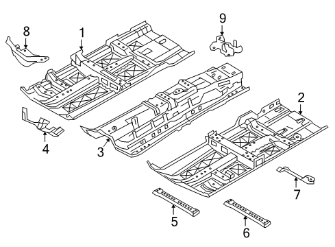 2020 Nissan Maxima Pillars, Rocker & Floor - Floor & Rails Diagram