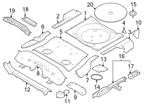 2020 Nissan Rogue Rear Floor & Rails Diagram