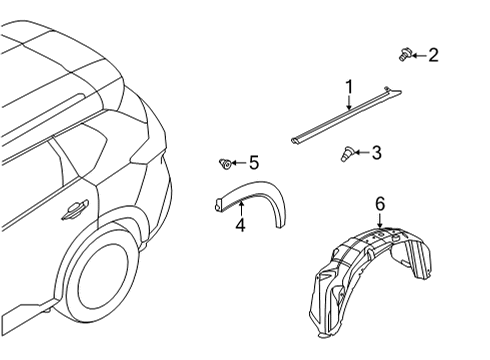 2021 Nissan Rogue Exterior Trim - Quarter Panel Diagram