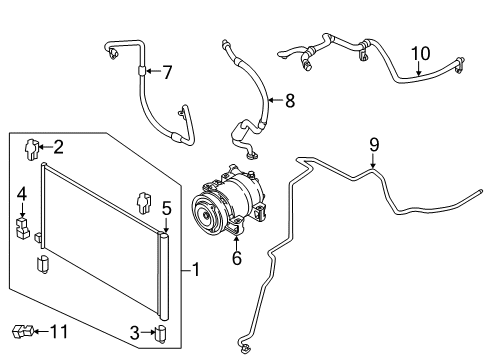 2020 Nissan Rogue A/C Condenser, Compressor & Lines Diagram