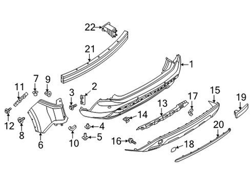 2021 Nissan Rogue Bumper & Components - Rear Diagram