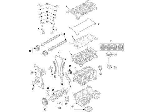 2021 Nissan Kicks Engine Parts, Mounts, Cylinder Head & Valves, Camshaft & Timing, Variable Valve Timing, Oil Cooler, Oil Pan, Oil Pump, Crankshaft & Bearings, Pistons, Rings & Bearings Diagram 2