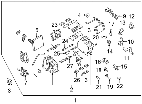 2020 Nissan GT-R A/C Evaporator & Heater Components Diagram 1