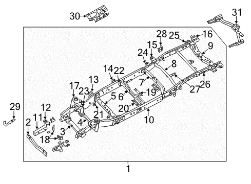 2020 Nissan NV Frame & Components, Trailer Hitch Components Diagram