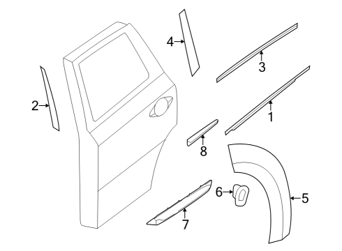 2020 Nissan Pathfinder Exterior Trim - Rear Door Diagram