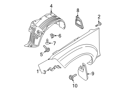 BAFFLE Plate-Front Fender,LH Diagram for 63133-9BT0B