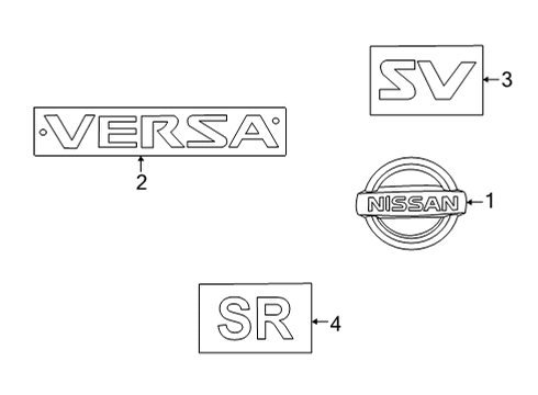 2024 Nissan Versa EMBLEM-BACK DOOR Diagram for 90890-6EM0A