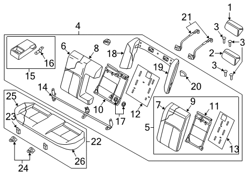 2020 Nissan Maxima Rear Seat Components Diagram