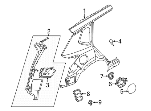 2021 Nissan Rogue Quarter Panel & Components Diagram 2