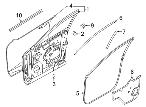 2023 Nissan Pathfinder SEAL ASSY-FRONT DOOR INSIDE LH Diagram for 80835-6TA0B