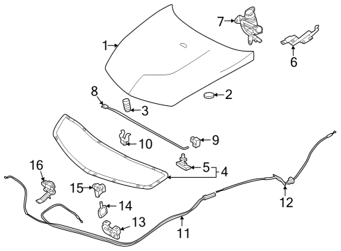 2023 Nissan Z ROD-HOOD SUPPORT Diagram for 65771-6GP0B