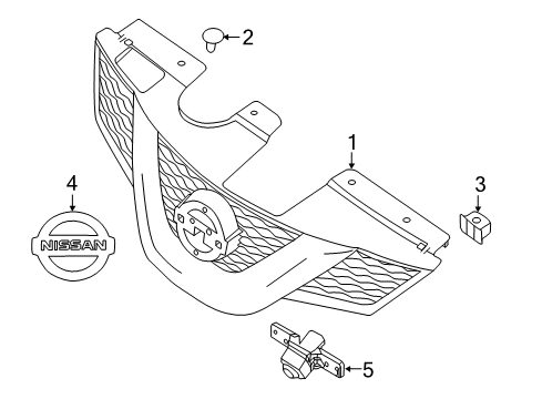 2020 Nissan Rogue Grille & Components Diagram