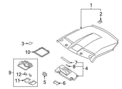 2021 Nissan GT-R Interior Trim - Roof Diagram 2